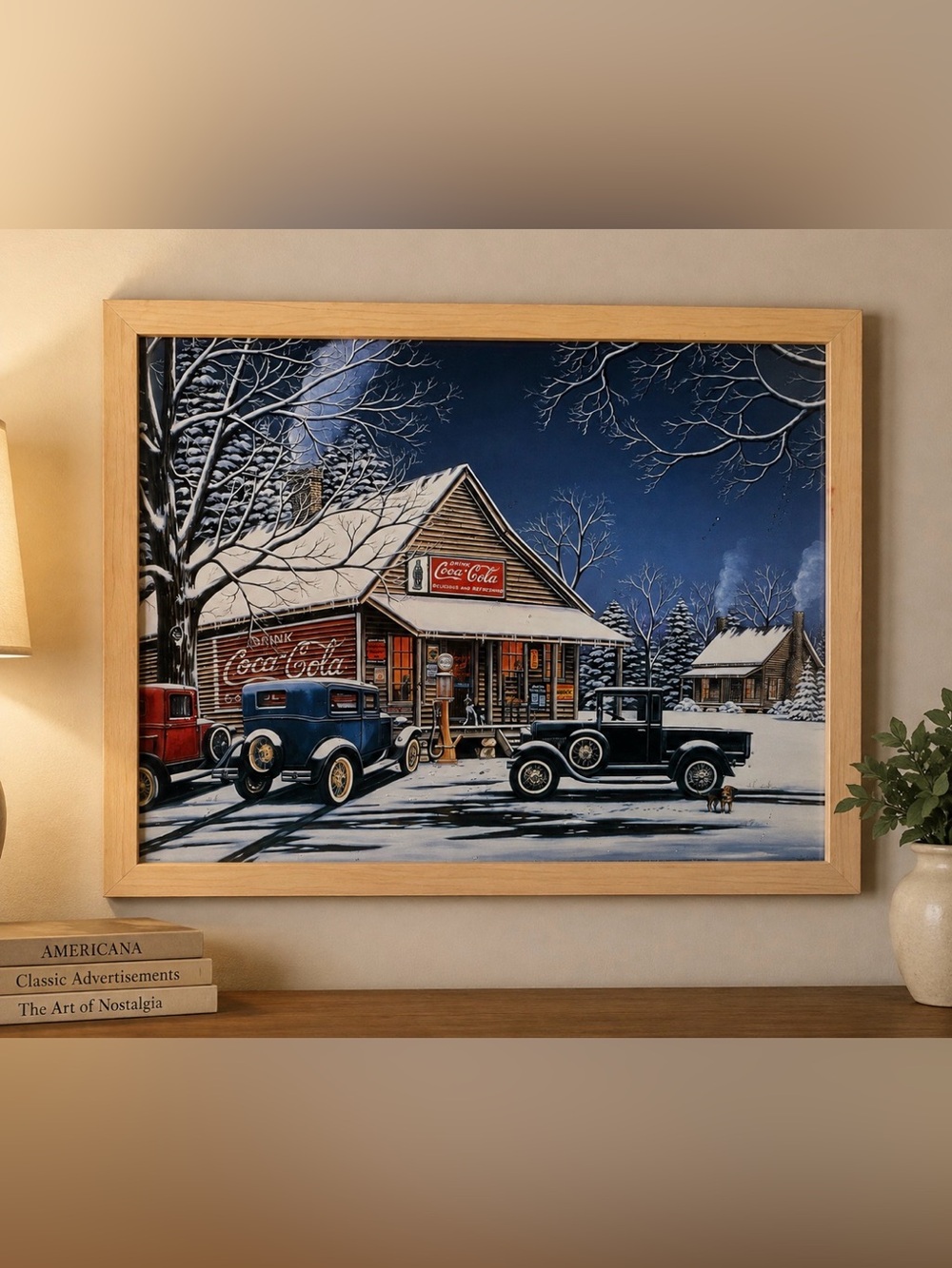 Vintage Coca-Cola “The Gathering Place” Pamela Renfroe Framed Print 22x18